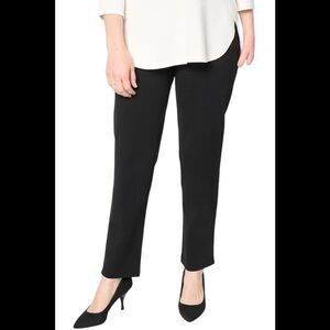 Susan Graver Women's Weekend Cotton Ponte Straight Leg Pant Black - Petite